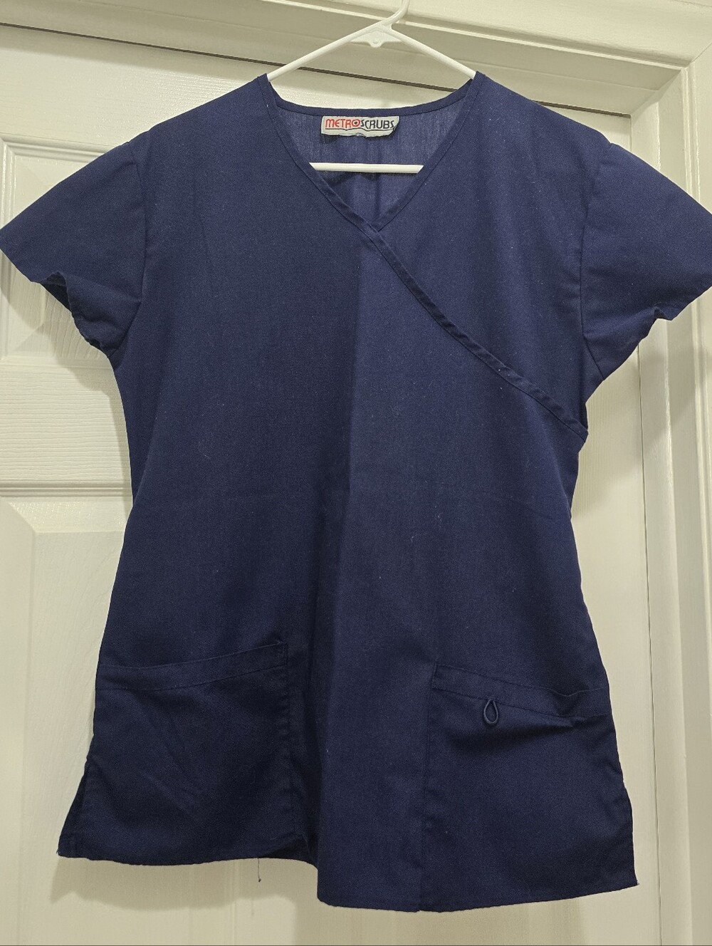 Metro Scrubs Navy V-Neck Wrap Top